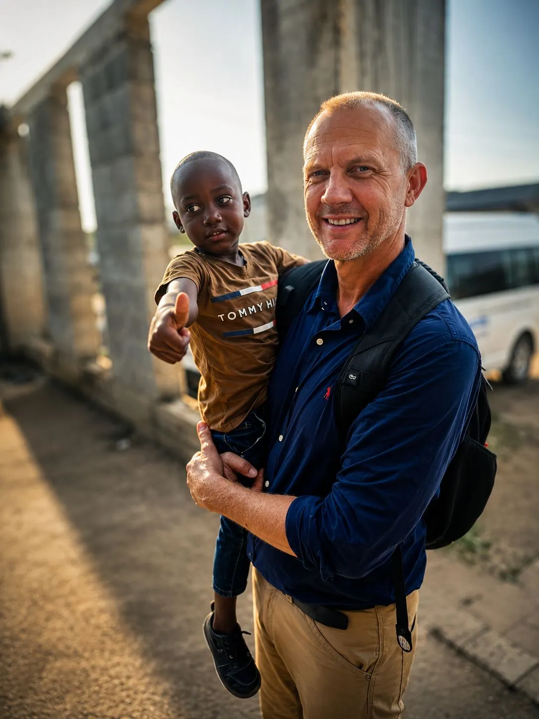 Pastor holding a child